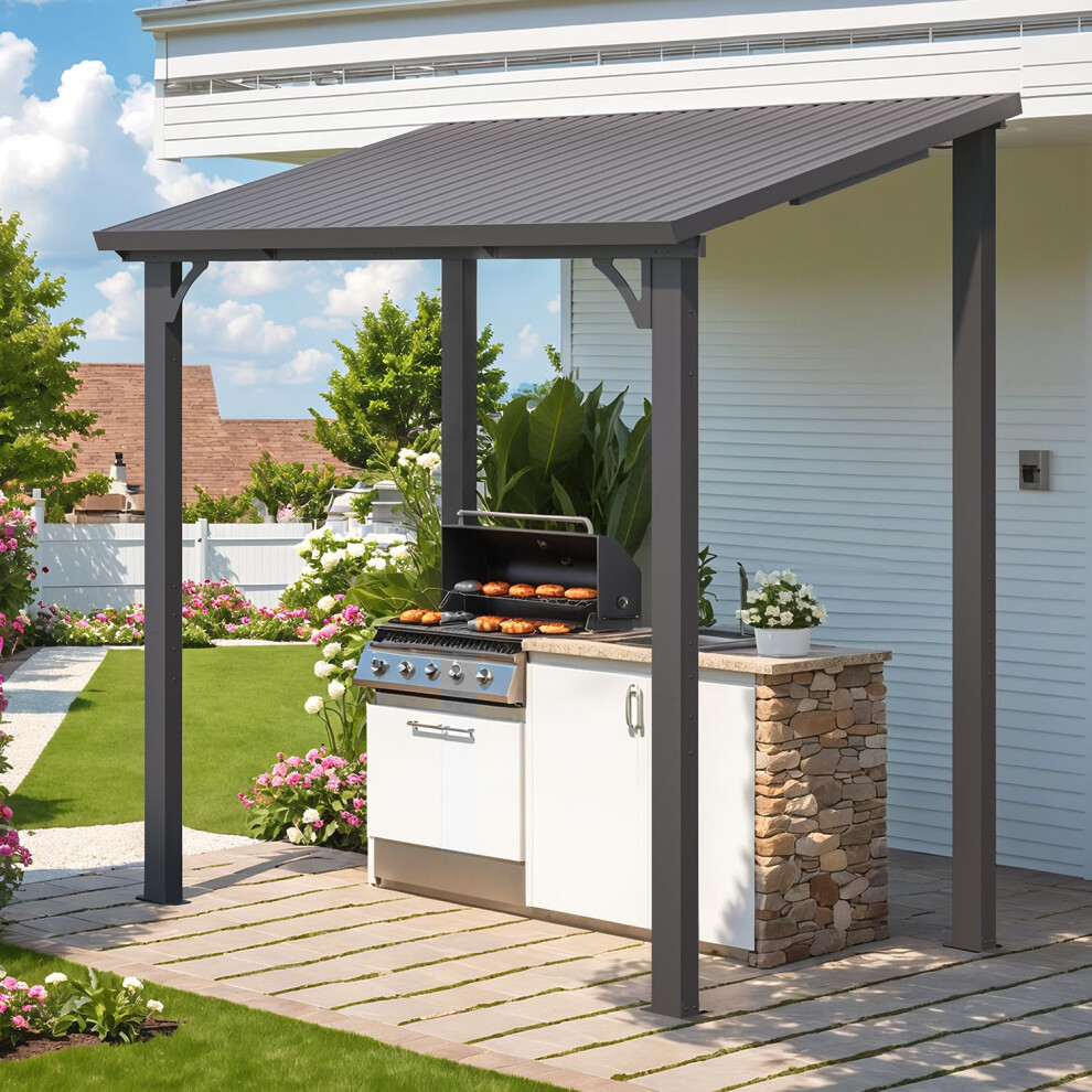 (1.5m x 2.5m) YODOLLA Outdoor Metal Harodtop Wall-Mounted Gazebo