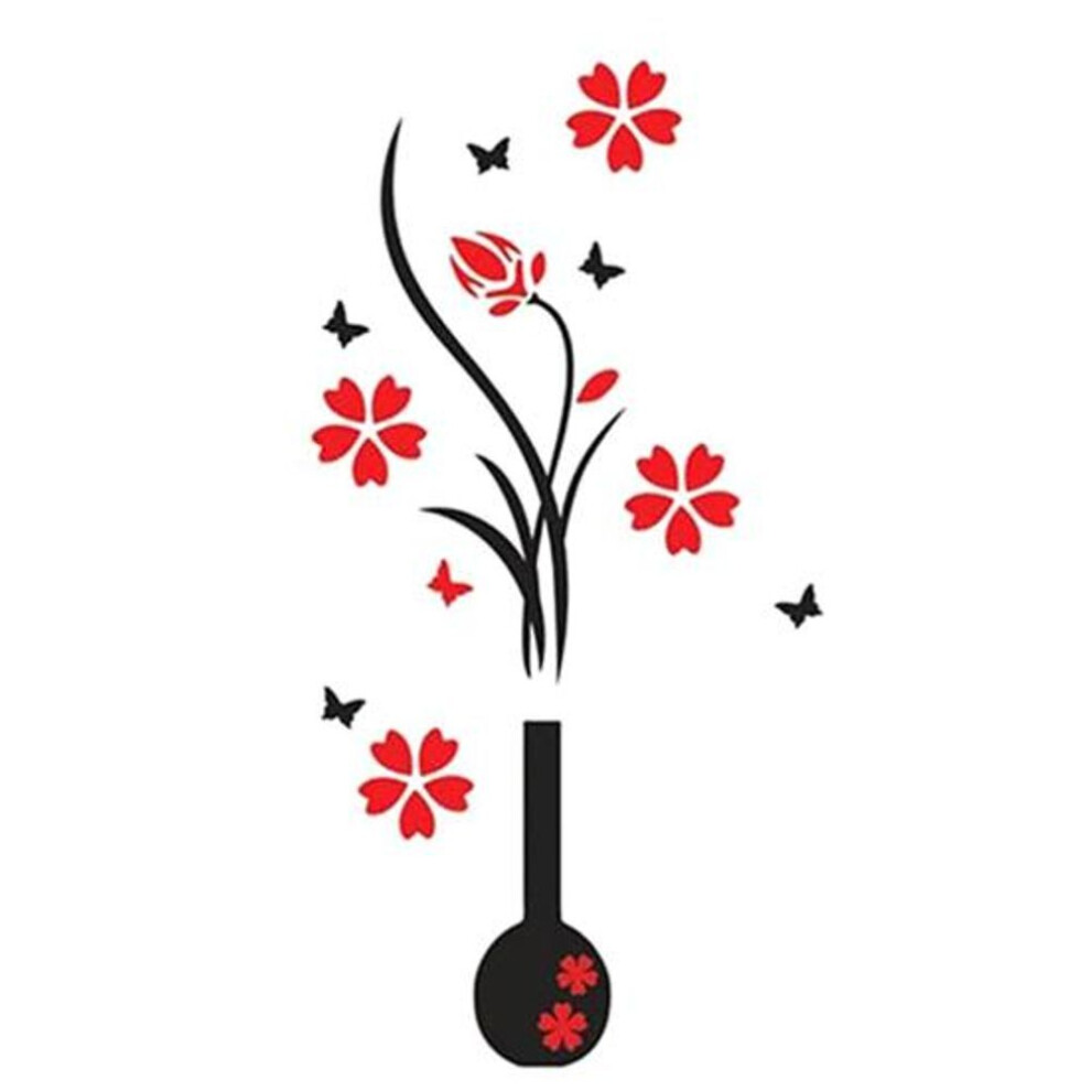 Dys Removable 3D Vase Flower Tree Wall Stickers Home Decal Diy Living Room Decor