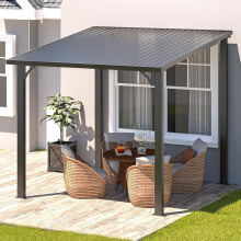 (2.4m x 2.4m) YODOLLA Outdoor Metal Harodtop Wall-Mounted Gazebo
