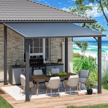 (3m x 3m) YODOLLA Outdoor Metal Harodtop Wall-Mounted Gazebo
