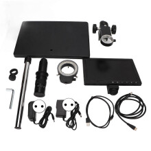 (As show, One size) Microscope Camera Set 10.1in Screen 16MP Camera 180X Lens White Ring Light Table Stand Combination Set 100240V EU Plug