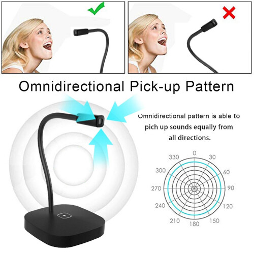 (As show, One size) Desktop Computer Microphone USB Wired Microphone 360 Degrees Omnidirectional Condenser Mic Adjustabl 1