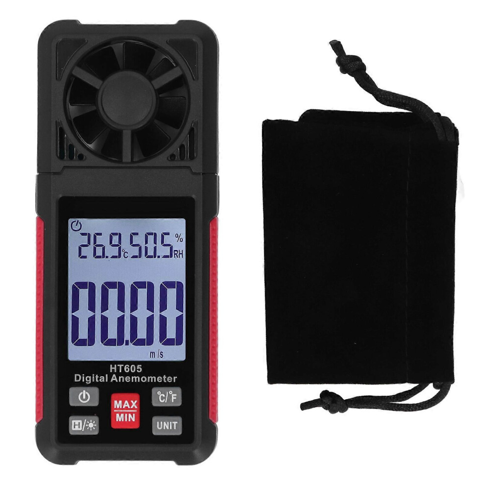 (As Show, One Size) Digital Anemometer 5 Blades Small Resistance Fast Accurate Measurement Air Flow Wind Speed Tester With Backlit 6909775990971