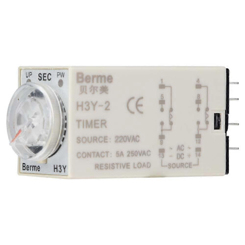 (As show, One size) H3Y-2 Power On Time Relay Pointer Control Delay Timer 8-Pin 5A AC220V (1S) 2
