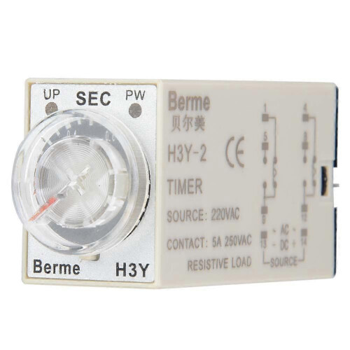 (As show, One size) H3Y-2 Power On Time Relay Pointer Control Delay Timer 8-Pin 5A AC220V (1S)