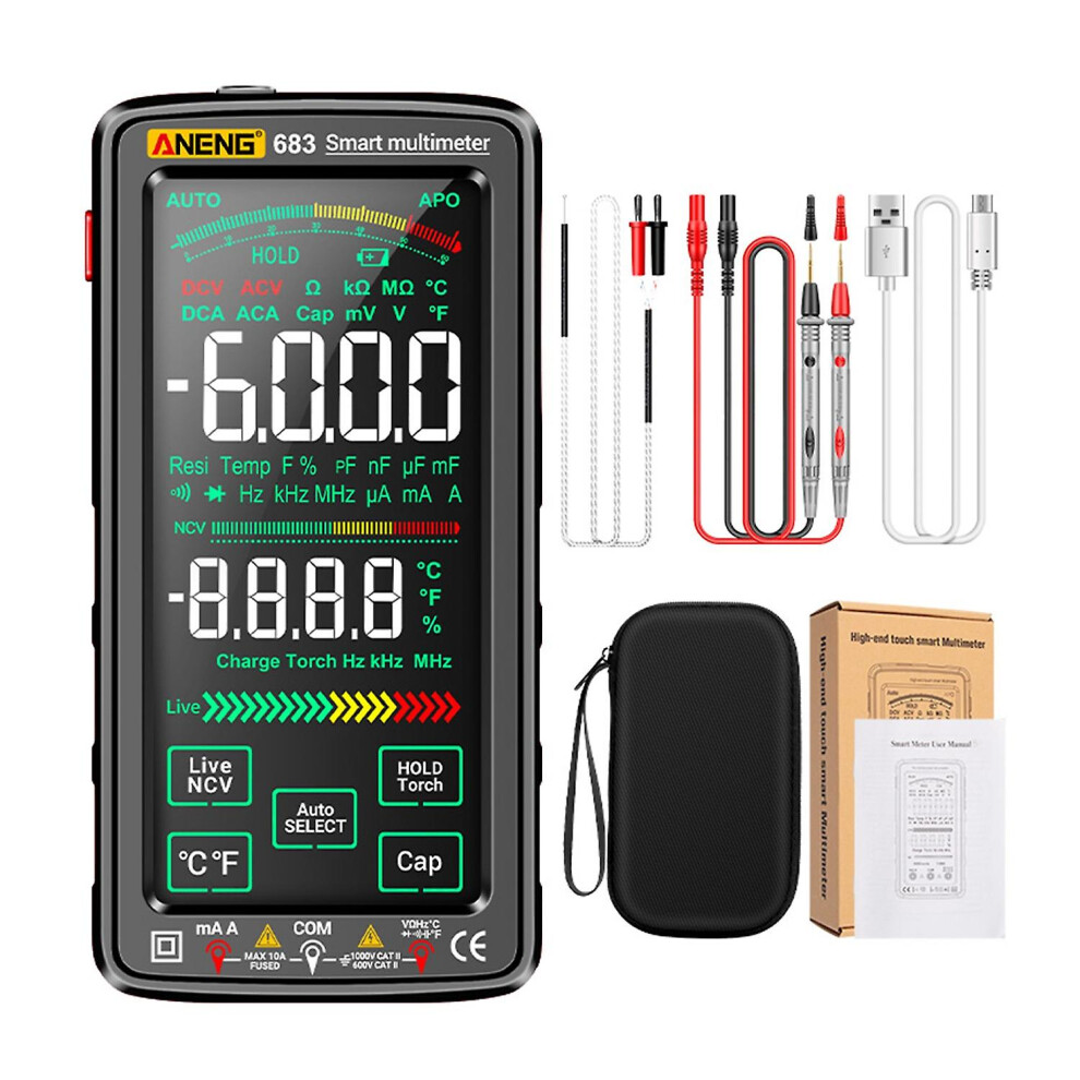 (As Show, One Size) Aneng 683 6000 Counts Large Touch Screen Digital Multimeter (Smart Anti-Burn) 6909775562413