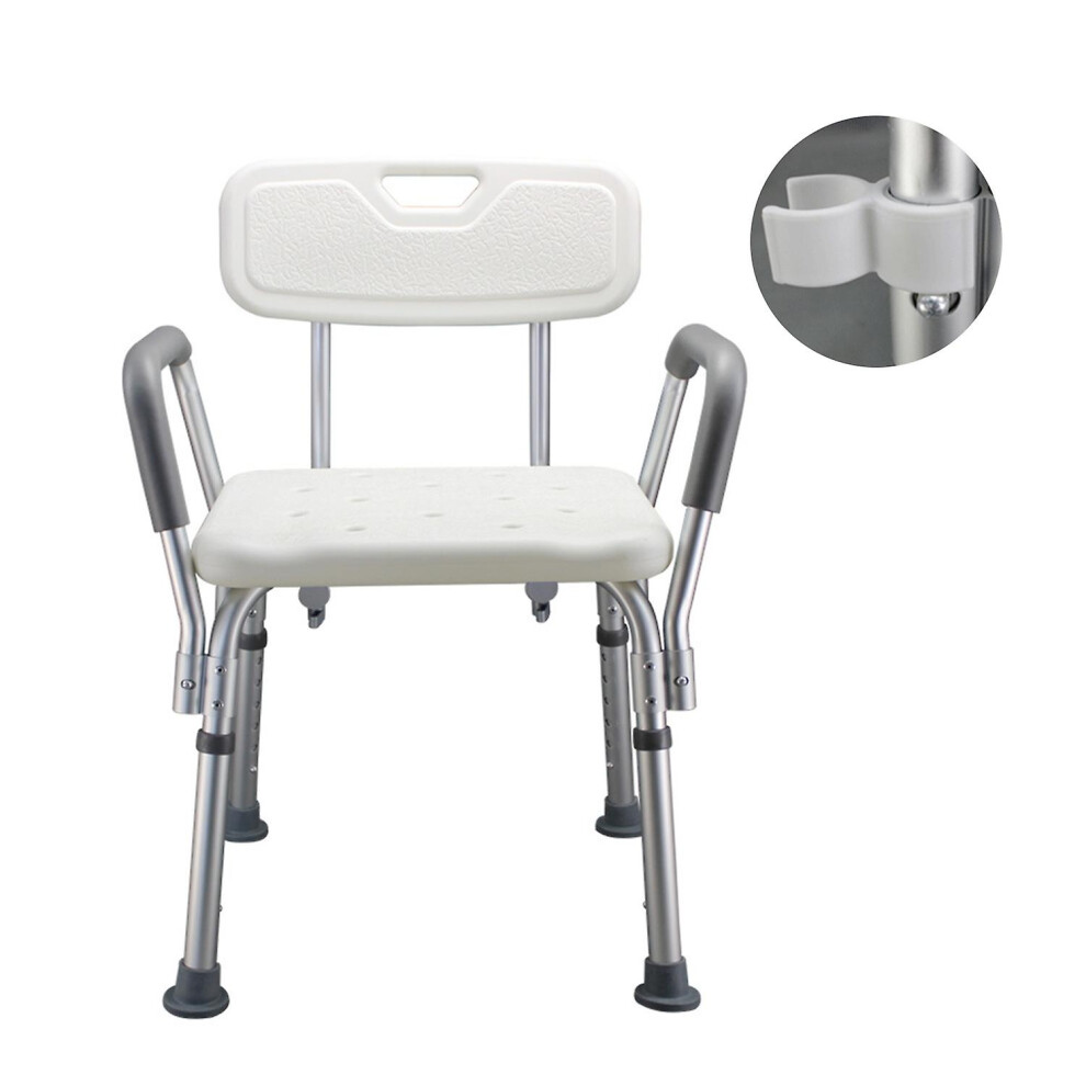 (As show, One size) Bathroom Shower Bench with Back & Arms Adjustable Height Shower Tub Stool Lightweight Bath Shower Se