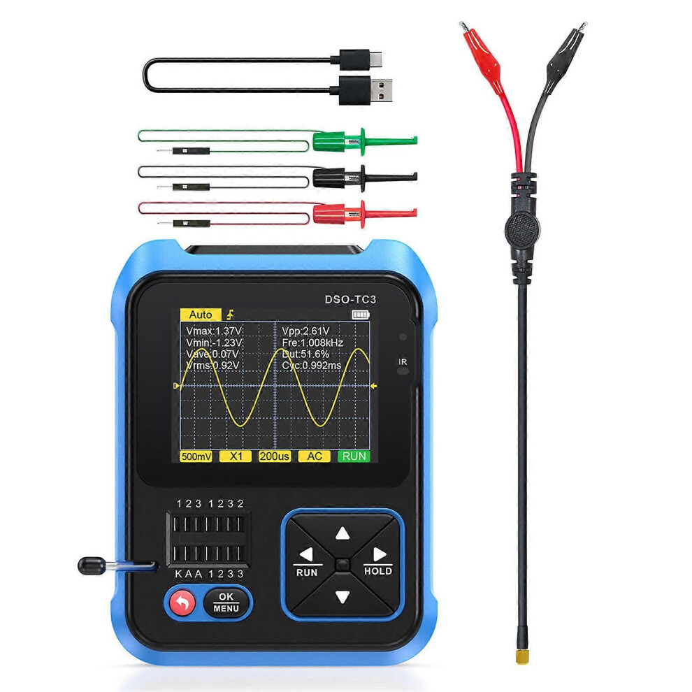 (As Show, One Size) Handheld Portable Digital Oscilloscope Transistor Checker Tester Inductance Capacitance Resistance Meter Standard Configuration 6909775982228