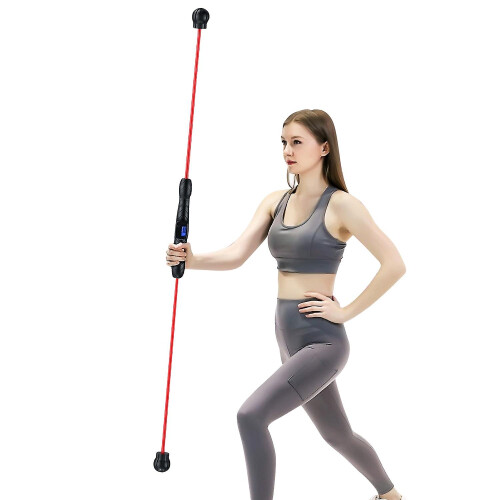 (As show, One size) Fitness Bar Counting Function Elastic Workout Rod High-Frequency Vibration Exercise Stick Functional