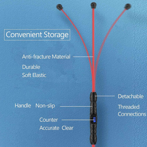 (As show, One size) Fitness Bar Counting Function Elastic Workout Rod High-Frequency Vibration Exercise Stick Functional 2