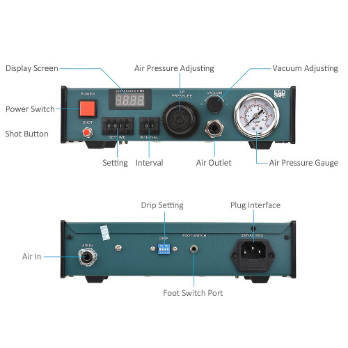 (As show, One size) 983A 220V Automatic Glue Dispenser Machine Professional Precise Dispensing Controller Glue Machine D 2