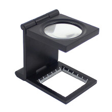 (As show, One size) 10X 28mm Mini Zinc Alloy Folding Magnifier with Scale for Textile Optical Glass Foldable Magnifying