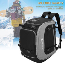 (As show, One size) Large Capacity Ski Boot Bag 65L Ski Boot Travel Backpack for Ski Helmet Goggles Snowboard