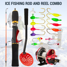 (As show, One size) Ice Fishing Gear Set Ice Fishing Rod and Reel Combo with Ice Fishing Scoop and Ice Fishing Hook