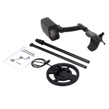 (As show, One size) Metal Detector Pointer Display Adjustable Rod Round Plate Gold Finder with Earphone Shovel