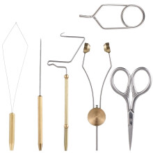 (5pcs kit, One size) Fly Tying Tools Combo Kit Whip Finisher Bobbin Holder Bodkin Bobbin Threader for Fishing Lures