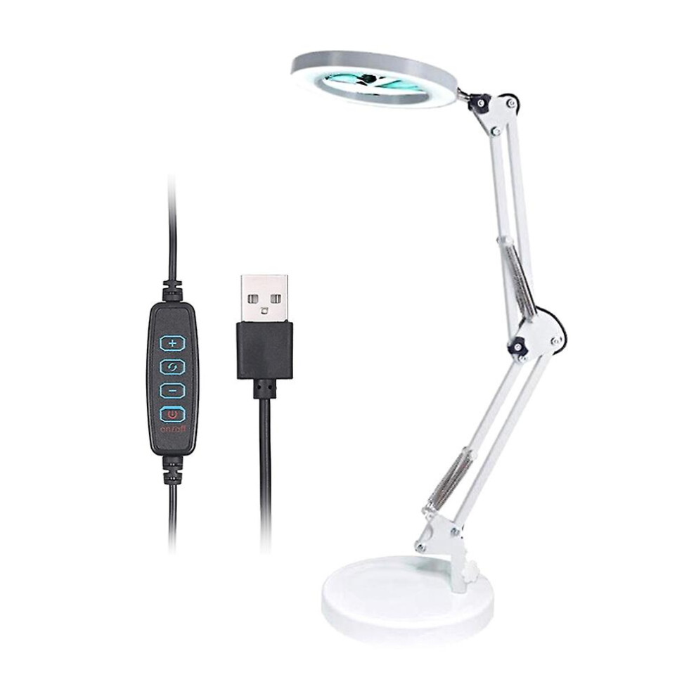 (As show, One size) Magnifying Glass Magnifier with 64 LEDs Desk Light Table Lamp 8X Magnification 10 Levels Adjustable
