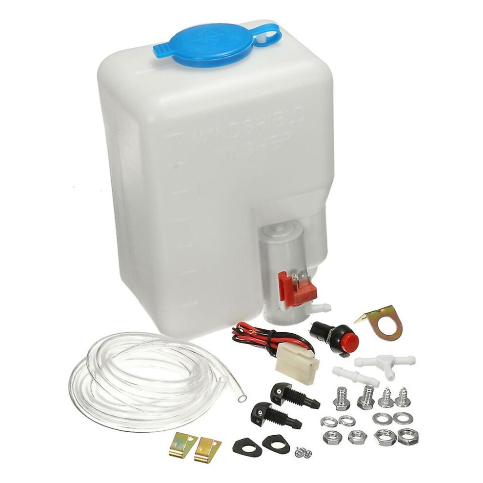 (As Show, One Size) Universal Washer Bottle Tank Kit Pump 12V 1.8L Windshield Wiper System Reservoir 6909775529423