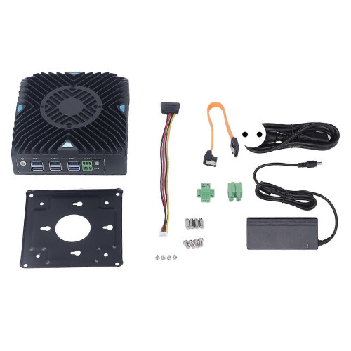 (As show, One size) Mini Desktop Computer Low Power Embedded Fanless Industrial PC 8G Memory 128G Hard Disk 100240V EU Plug
