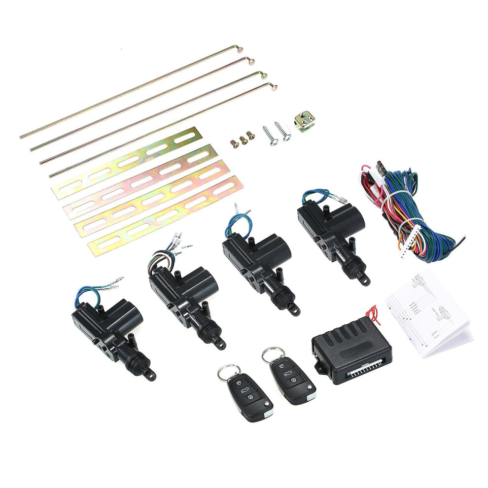 (As Show, One Size) 12V Universal Car Remote Central Kit Locking Keyless Entry System With 2 Remote Control Trunk Pop Light 6909775660195