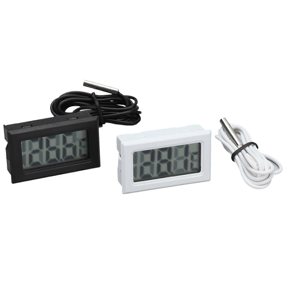 (As show, One size) 2Pcs Electronic Digital Thermometer Thermostat Temperature Meter 2s Refresh with Probe(Black White )