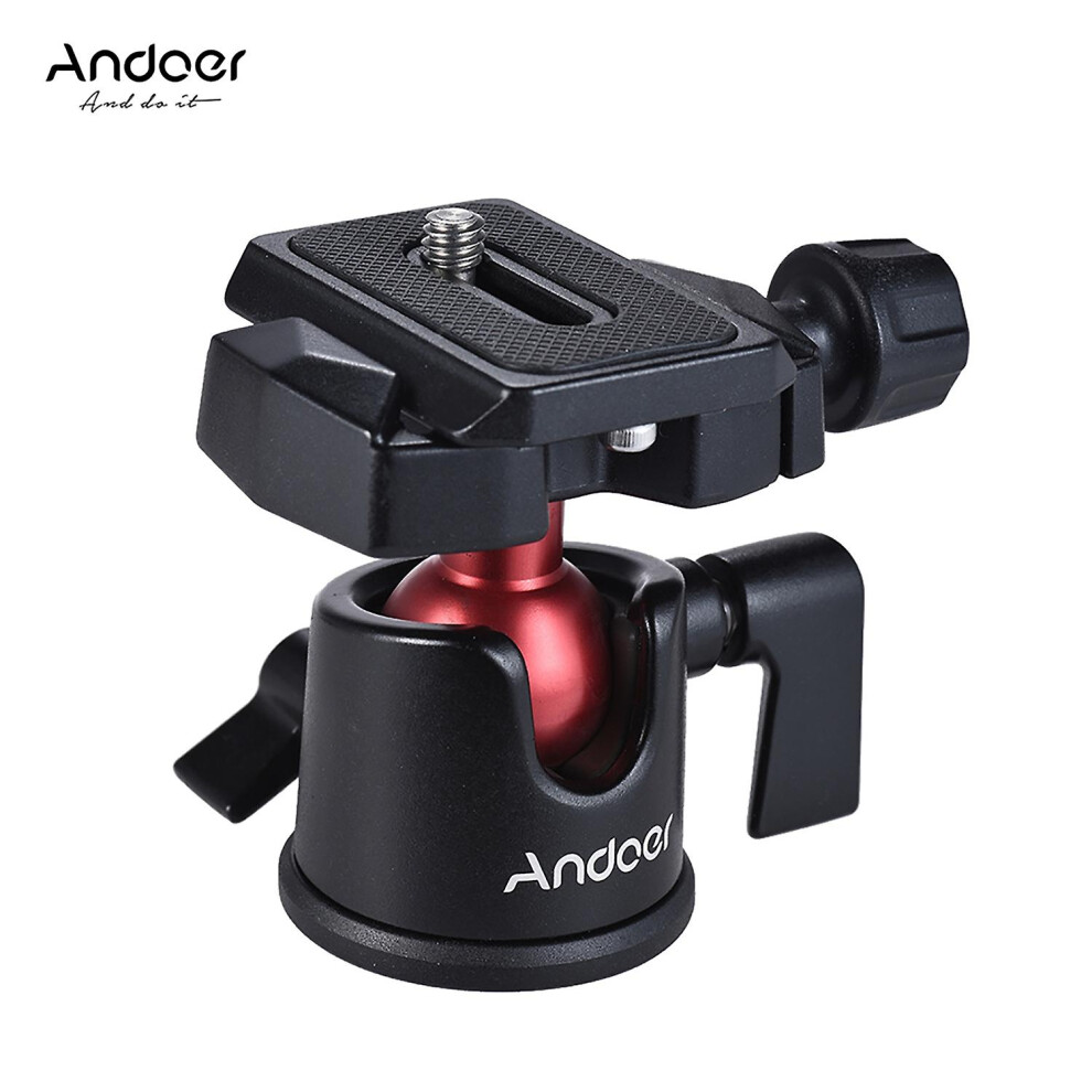 (As Show, One Size) Andoer Mini Ball Head Ballhead Tabletop Tripod Stand Adapter Panoramic Photography Head With Quick R 6909775554685