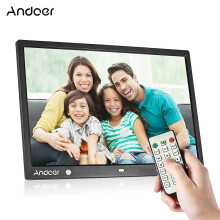 (As show, One size) Andoer 15 Inch Large Screen LED Digital Photo Frame Desktop Album 1280 * 800 HD Music/ Video/ eBook/