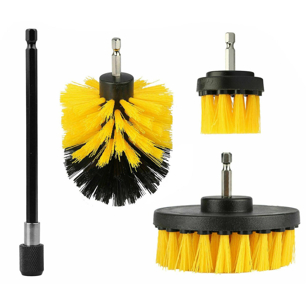 (As Show, One Size) 4Pcs Detailing Drill Brush Kit Car Wash Brush Hard Bristle Drill Auto Scrubber Detailing Cleaning To 6909775543115