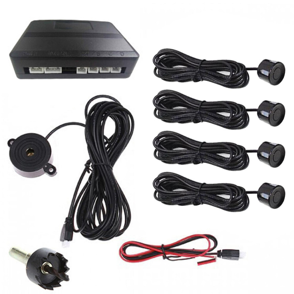(As Show, One Size) Car Reverse Parking Radar System Car Parking Reverse Backup Radar Sound Alert Backing Radar With 4 P 6909775534120