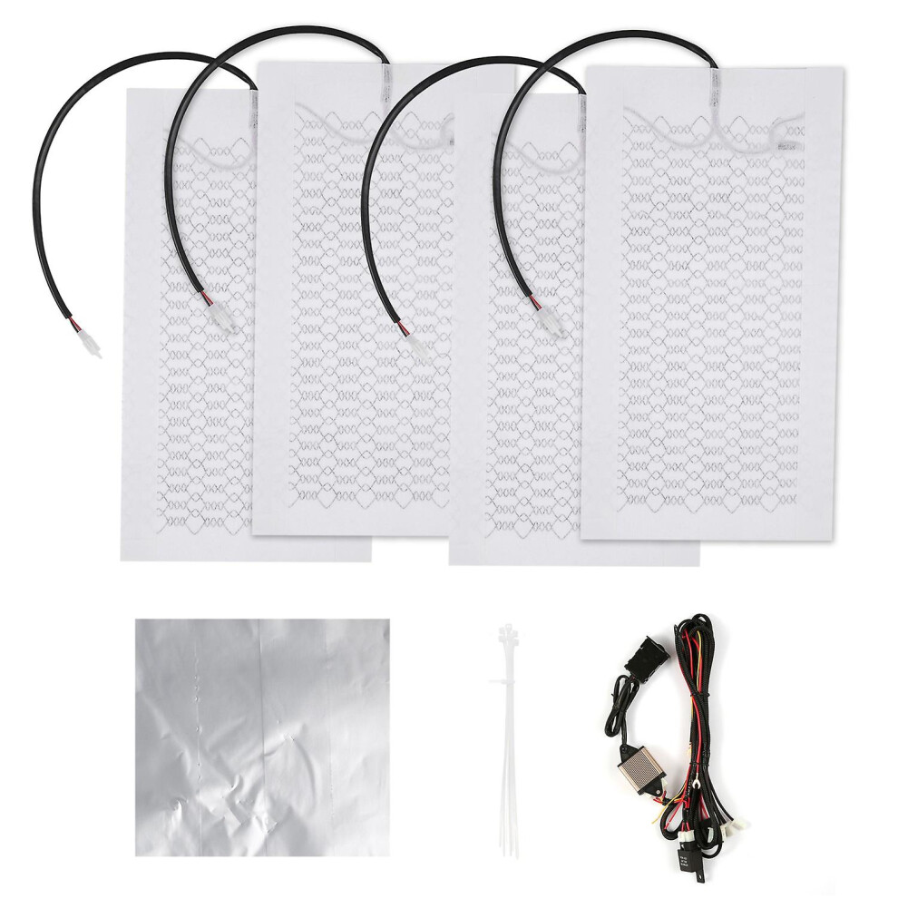 (As Show, One Size) 12V Carbon Fiber Seat Heater Kit For 2 Seats With 5 Gears Temperature Switch Seat Cover Heated Pad H 6909775560358