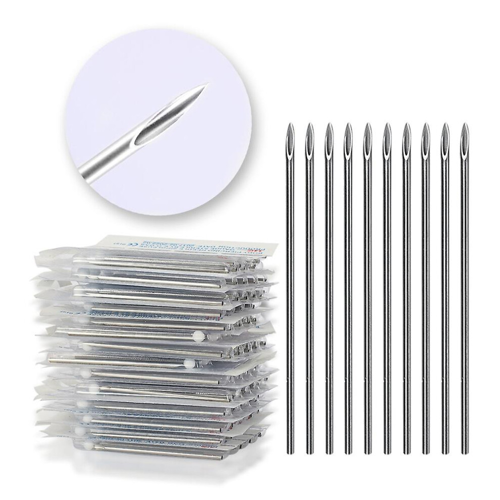 (As show, One size) 100pcs 18G Piercing Needles Surgical Steel Sterile Disposable Body Piercing Needles for Ear Nose Nav