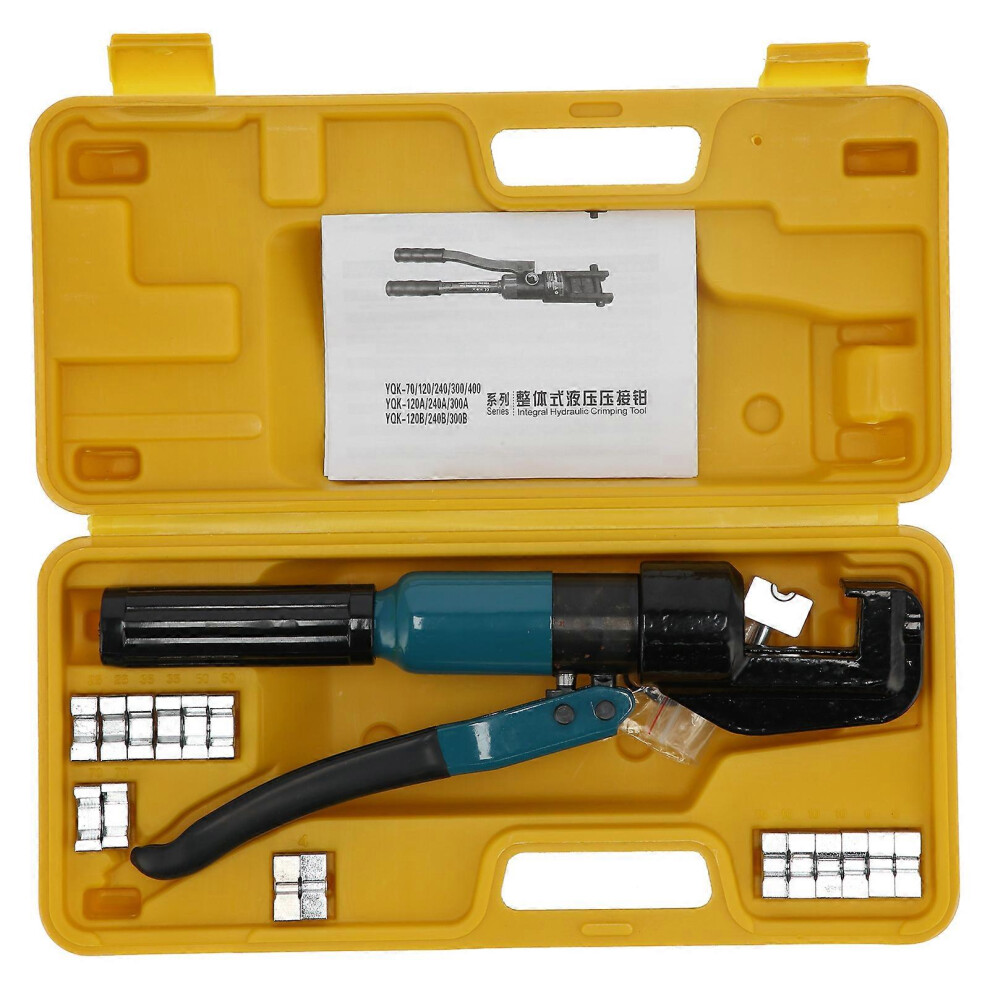 (As Show, One Size) Hydraulic Plier Hand Crimper Cable Wire Crimping Tool 10 Ton Set Kit With 9 Dies 6909775974711