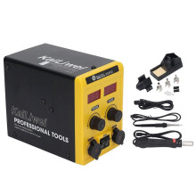 (As show, One size) Rework Soldering Station Hot Air Gun LED Digital Adjustable Temperature Desoldering Station EU Plug 100-230V