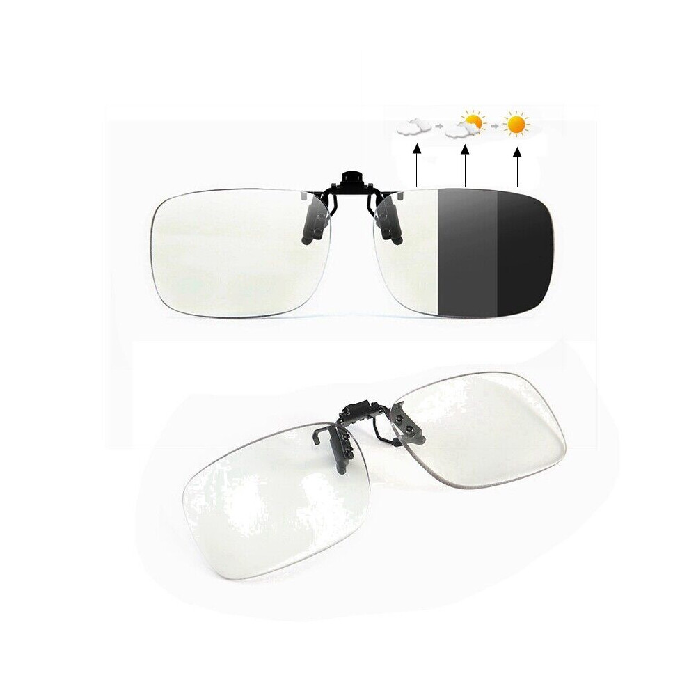 (+1.5) Progressive Clip-on Reading Glasses Flip-up Rimless Photochromic UV400