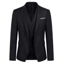 (As show, One size) Mens 3-Piece Business Casual Solid Slim Suit Blazer Pants Vest 9 Colors
