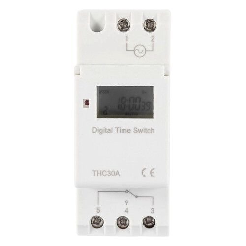 (As show, One size) THC 30A Digital Timer Switch Programmable Electronic Time Control Switch (110V)