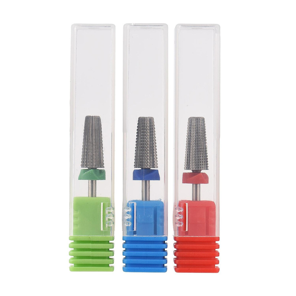 (As Show, One Size) Nail Drill Bit Set 3Pcs Tungsten Steel Drill Bits For Removing Cuticle Nail Gel Polish Electric Nail 6909775572122