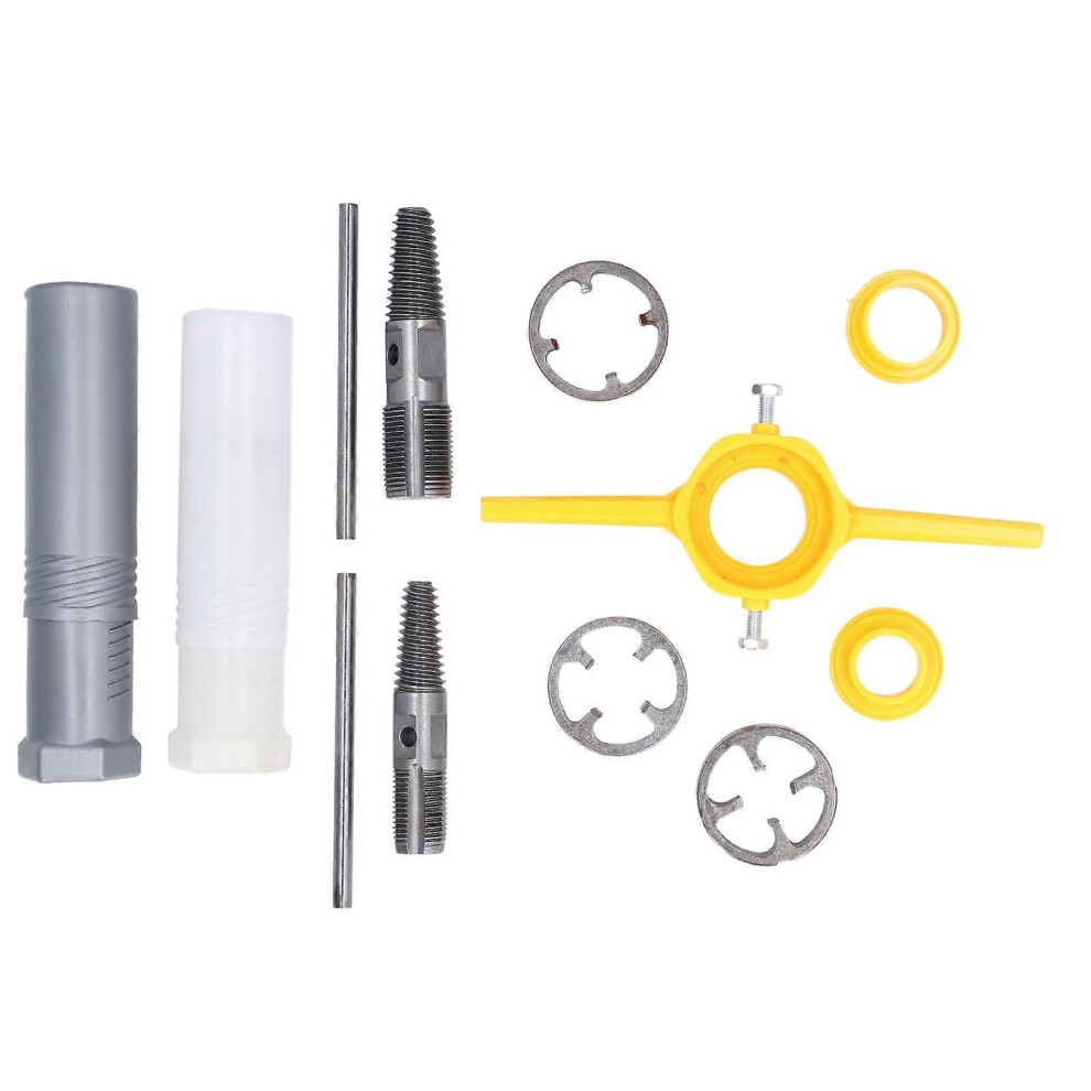 (As Show, One Size) Pipe Threader Plumbing Tool Abs And Alloy Steel Pvc Thread Maker Tool With 1/2In 3/4In 1In Npt Dies 6909775972953