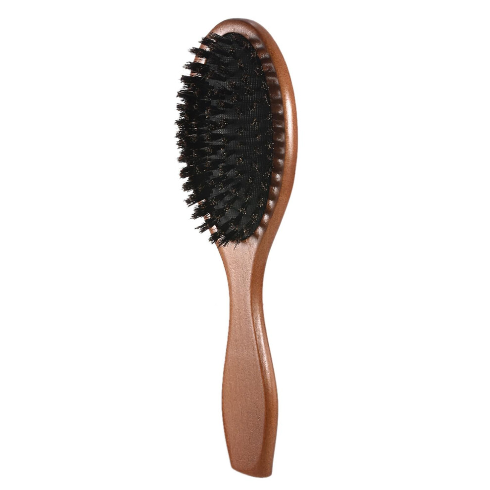 (As show, One size) Natural Boar Bristle Hair Brush Comb Oval Anti-static Paddle Hair Extension Brush Scalp Massage Beec