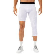 (Medium, White) Men One Leg Leggings for Basketball Side Pockets Fitness Training Single Leg Tights