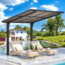(2.4 x 2.4m) YODOLLA Outdoor Metal Freestanding Hardtop Gazebo