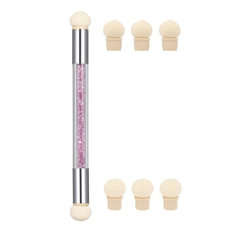 Purple (, One Size) Nail Art Sponge Brush Double-Ended Nail Art Brush Acrylic Nail Gradient Shading Pen Nail Powder Brus