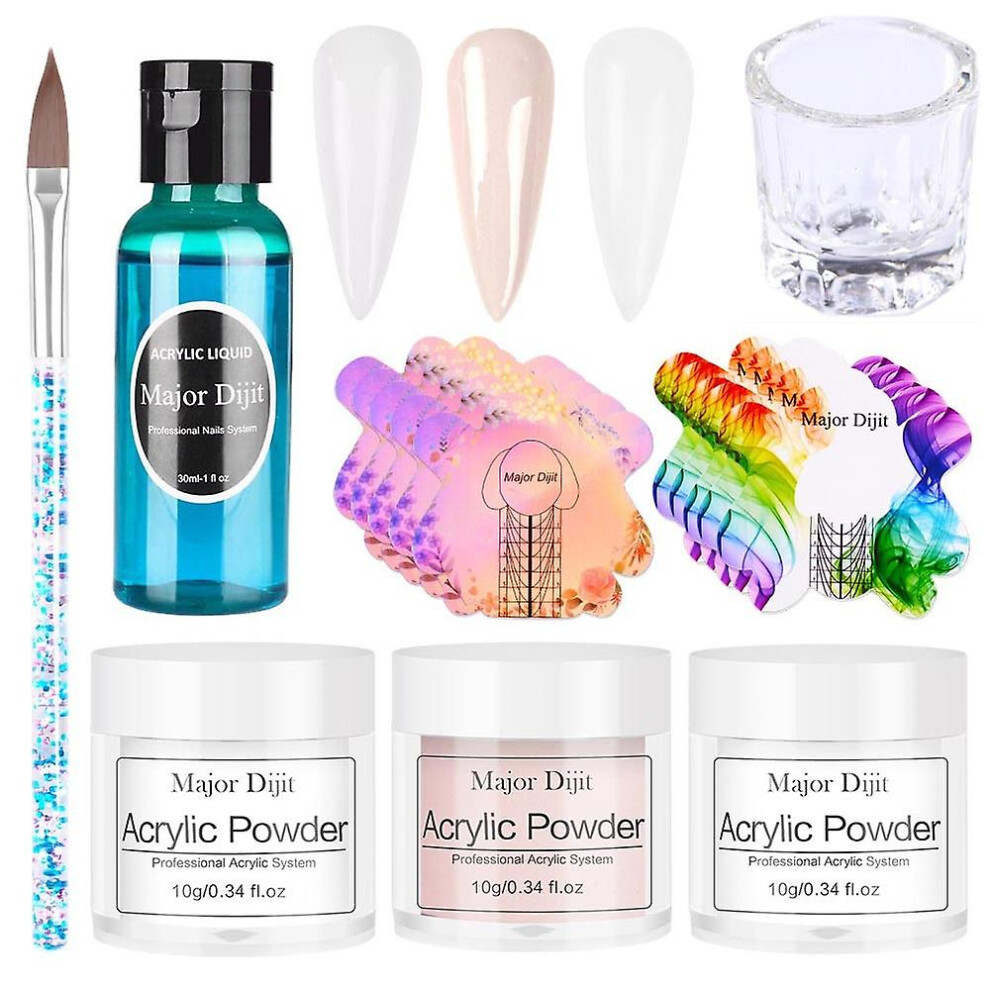 (As show, One size) Nail Powder Nail Liquid Nail Brush Set Crystal Nail Powder System Manicure Kit