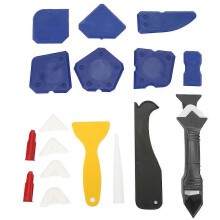 (As show, One size) 18PCS Caulk Tools Kit Silicone Sealant Remover Shovel Glass Cement Caulking Scraper