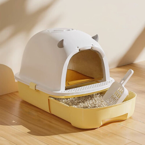 Living And Home (Yellow + White) Detachable Cat Litter Box