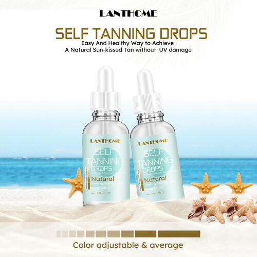 (As show, One size) LANTHOME 30ml Self Tanning Drops Non-sticky Quick Tan Color Adjustable Average 2
