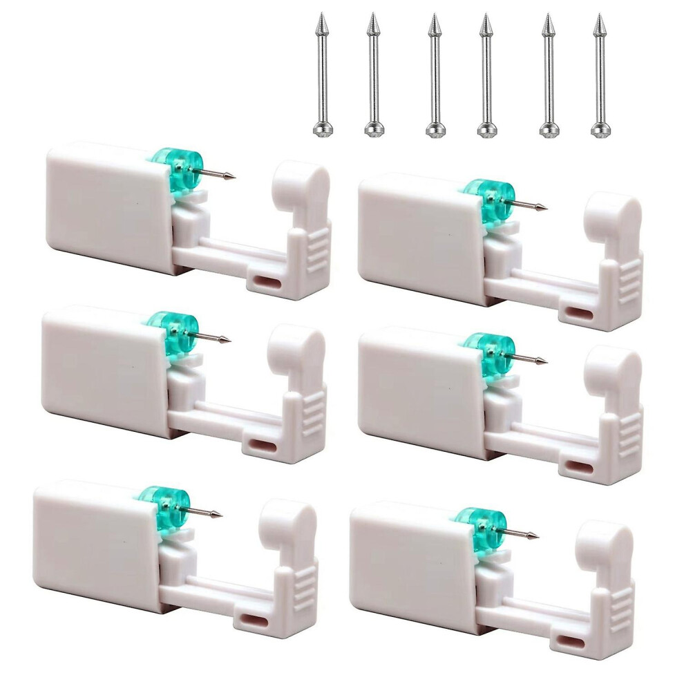 (As show, One size) 6Pcs Disposable Sterile Nose Piercing Kit Tool Safety Portable Self Nose Piercing Kit with Nose Stud