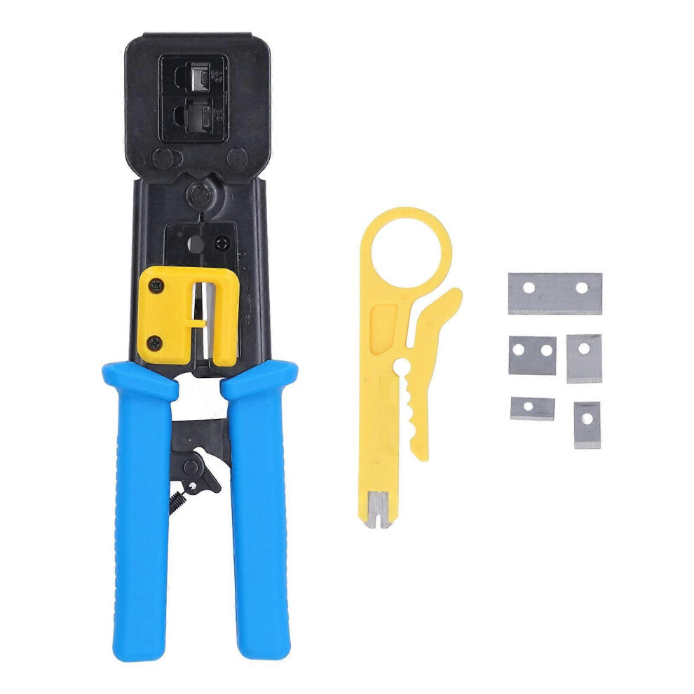 (As Show, One Size) Network Cable Crimp Pliers Ratchet Crimper Rj Connector Crimping Tool For 8P 6P Rj Connector 6909775973769