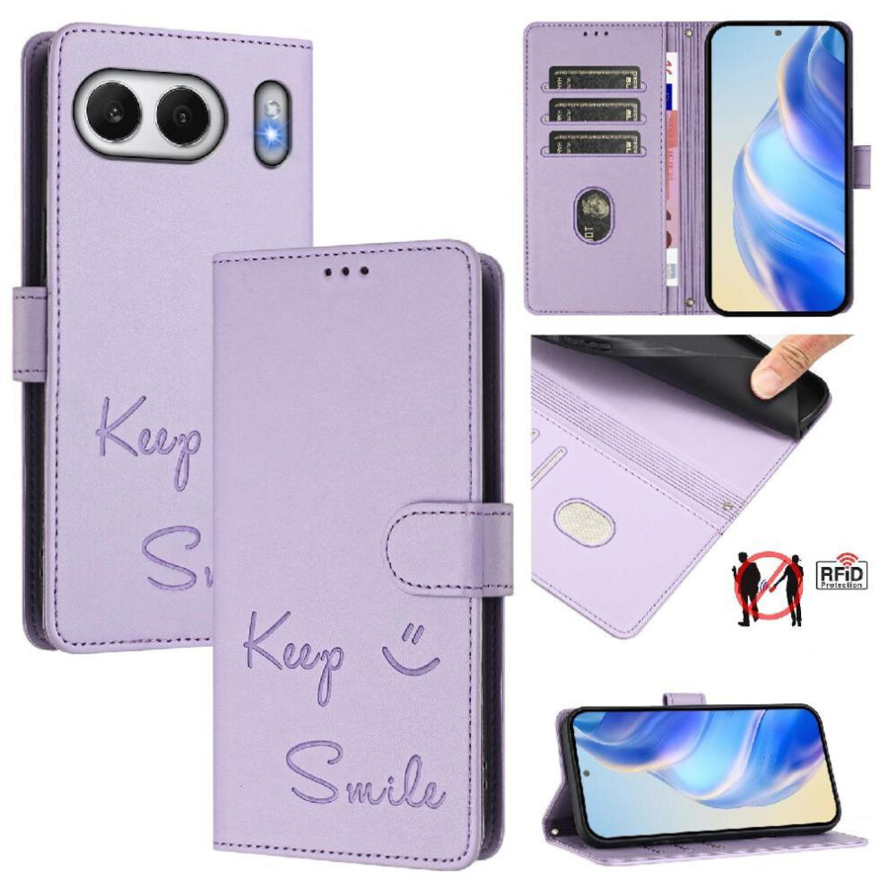 ( Violet) Case For Oneplus Nord 4 5G Rfid Blocking Flip Cover Pu Leather Card Holder Wallet Light 764563532315