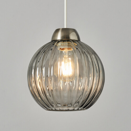 Litecraft Clara Smoke Glass Lampshade - Pewter 2